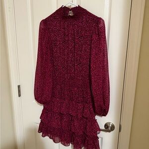 Elegant Red and Pink Floral Dress